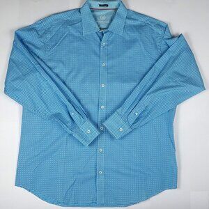Bugatchi UOMO Blue Long Sleeve Button Down Men's Dress Shirt Size XL Classic Fit